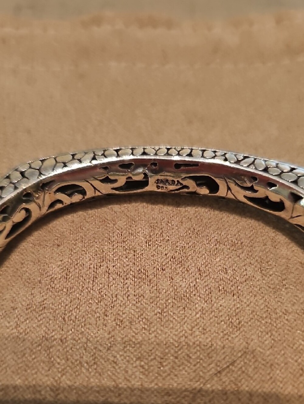 Vintage Sarda Ornate Silver-Tone Filigree Women's Bangle Bracelet - Picture 3 of 3
